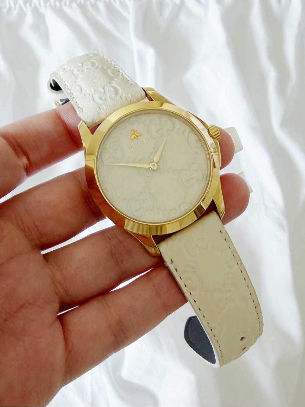 GUCCI G-Timeless 38mm Quartz Watch White Leather
